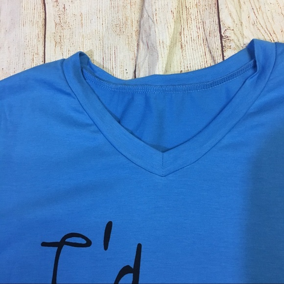 3/$25 I'd Rather Be Reading Blue V-Neck Graphic T Shirt Size Medium - Picture 3 of 4